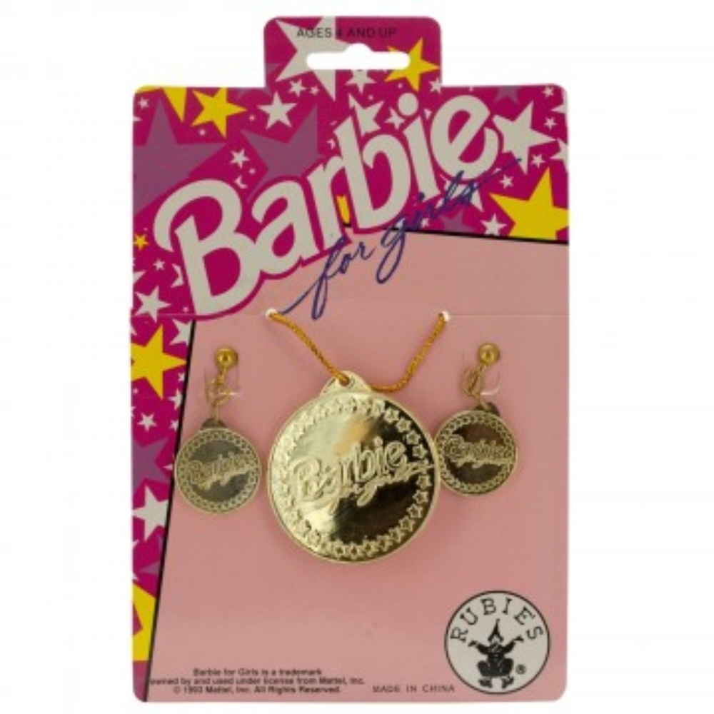 barbie gold necklace and earrings set